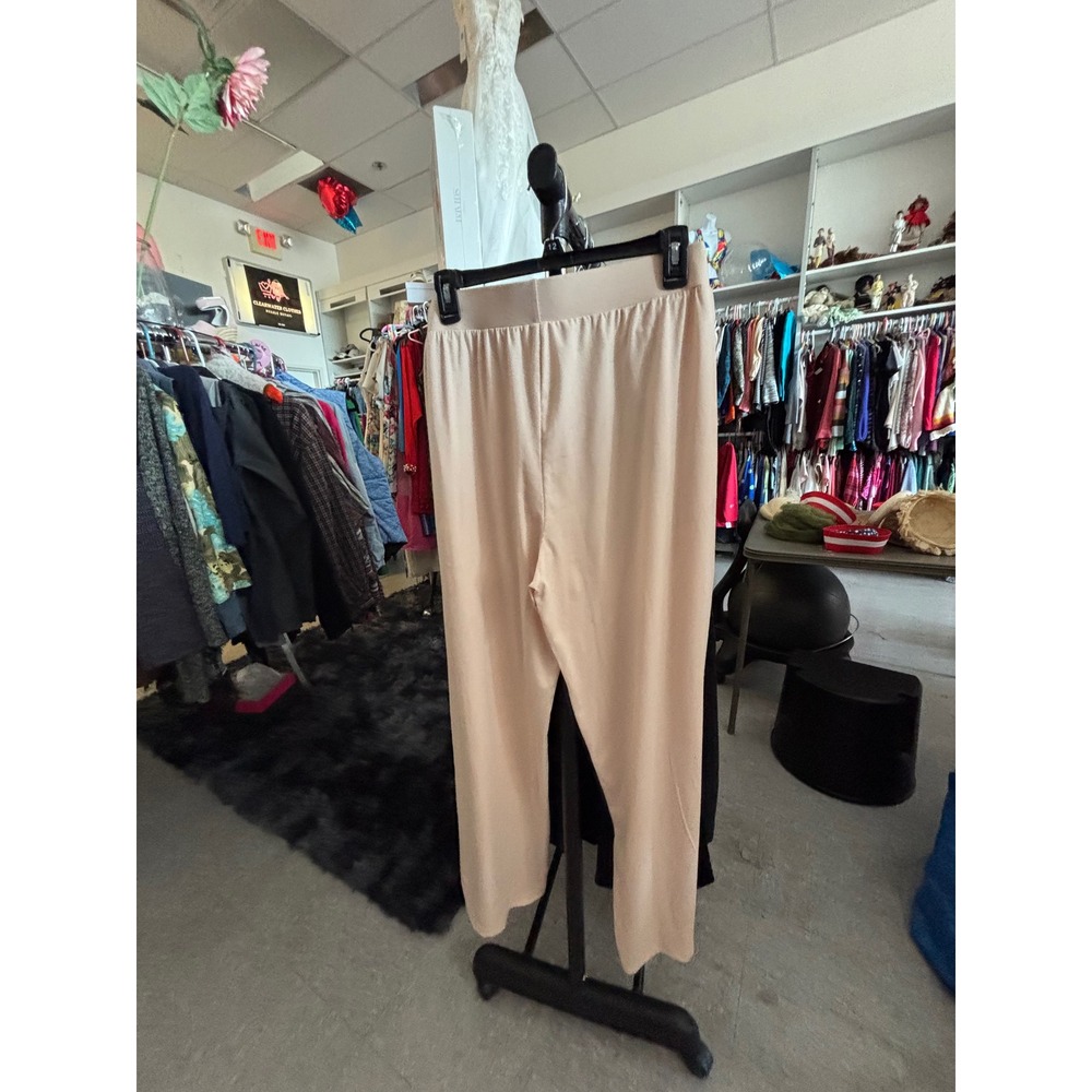 Peach Wide Leg Lounge Pants Jersey Knit Elastic Waist Pockets‎ Peach XL